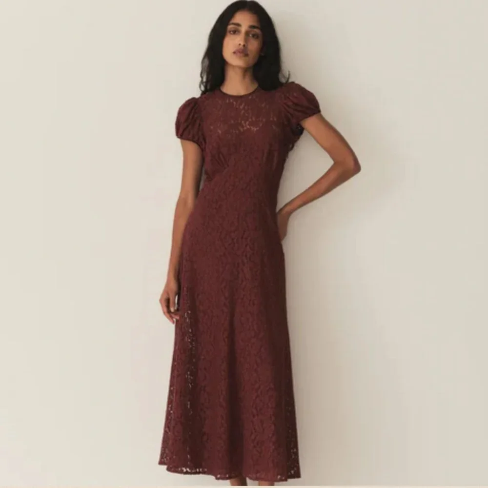 Doen Katarina Lace Dress in Black Cherry size XS - Picture 2 of 5
